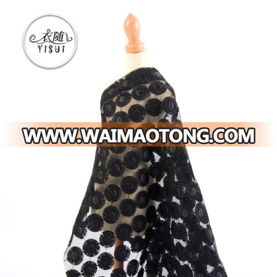 Latest design polyester dotted embroidery fancy 3d lace material fabric for clothing